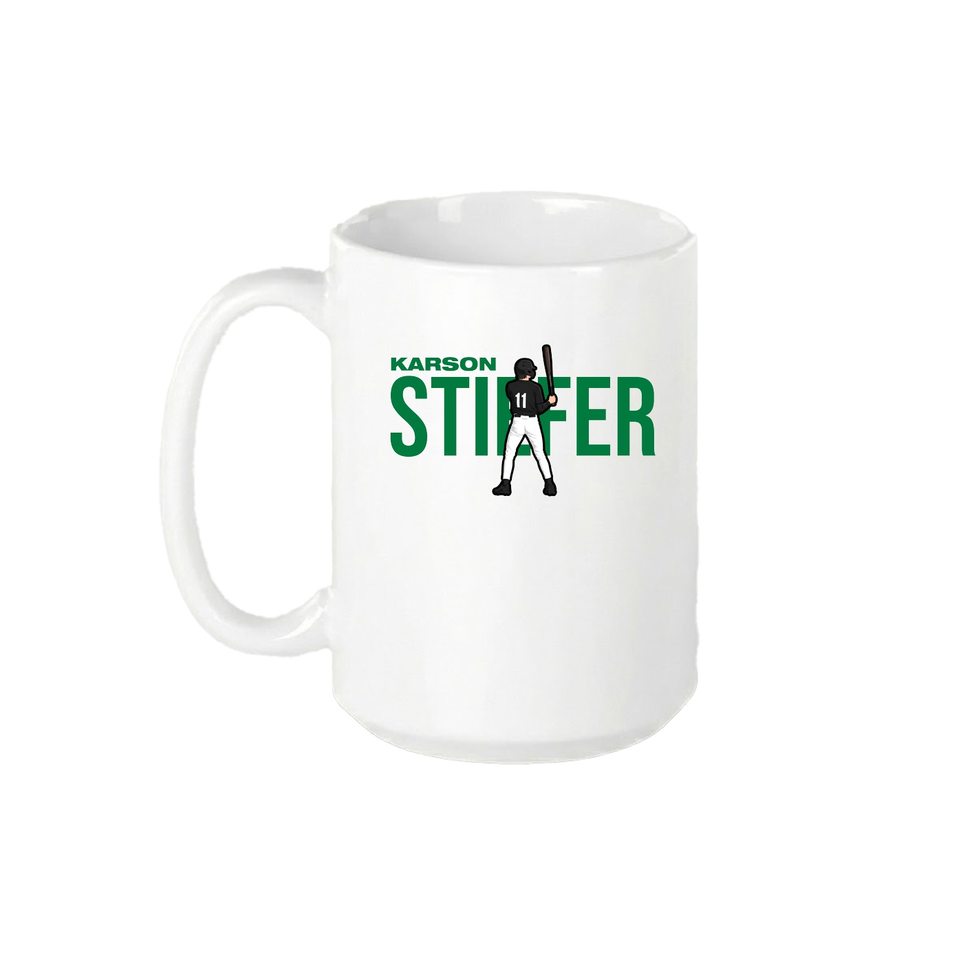 15oz Coffee Mug — Player Name in White