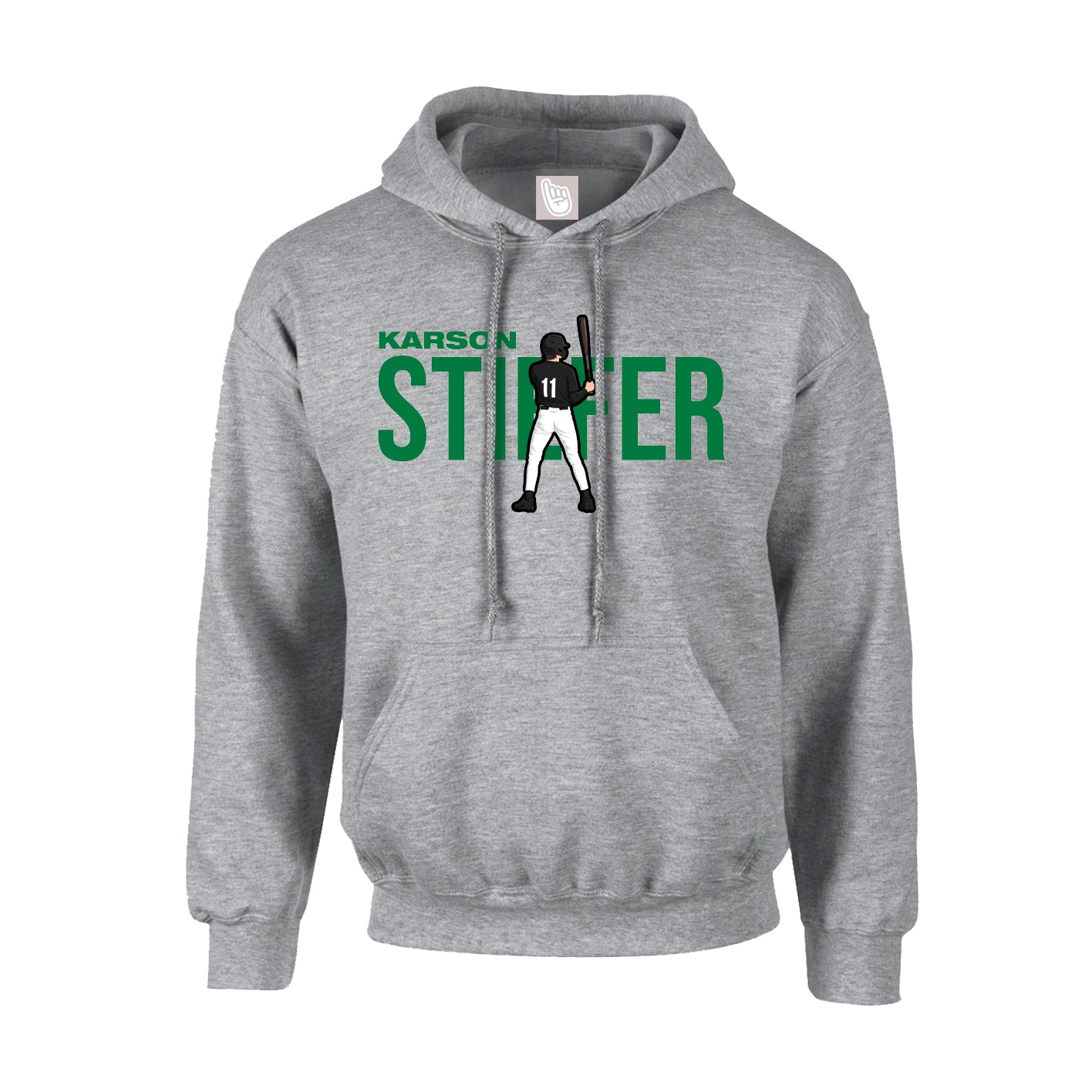 Hoodie — Player Name in Grey