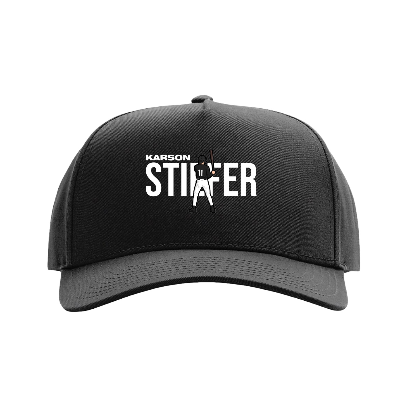 Full Fabric Five-Panel Champ Cap — Player Name in Black