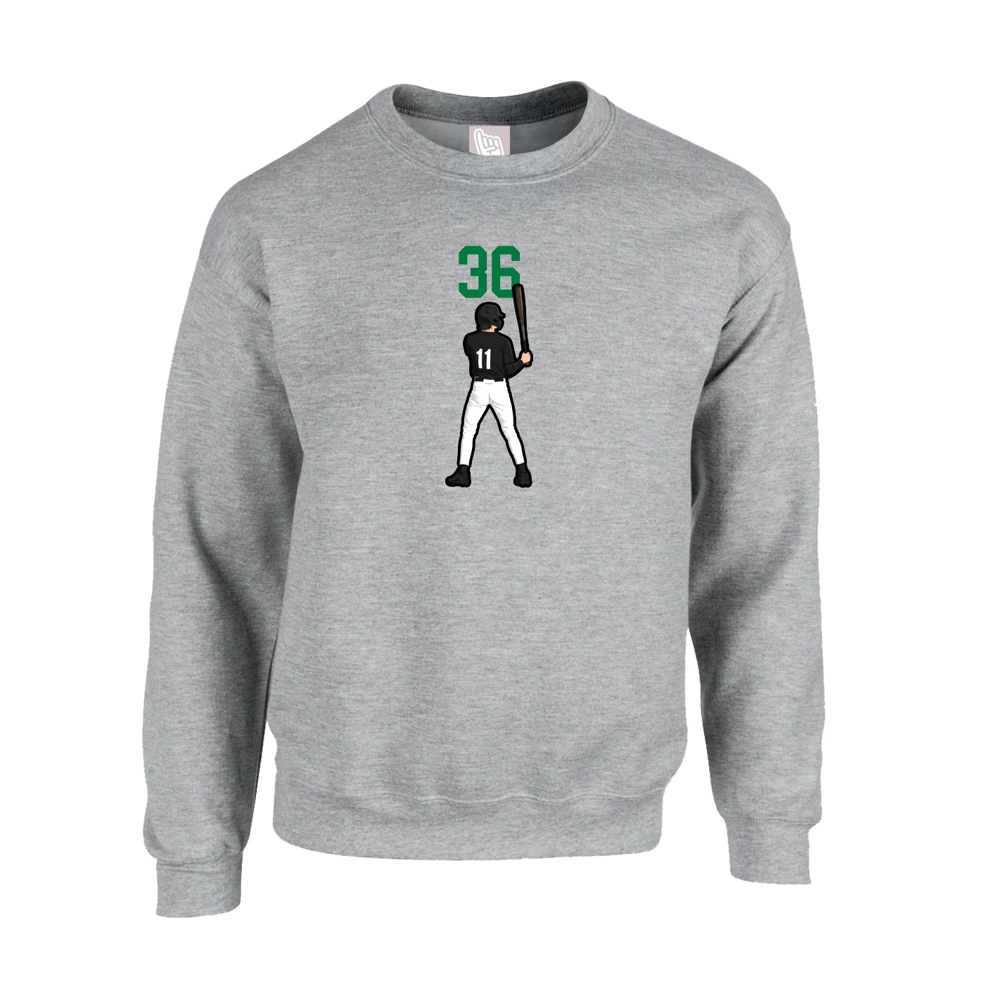 Fleece Crew — Number Top in Grey