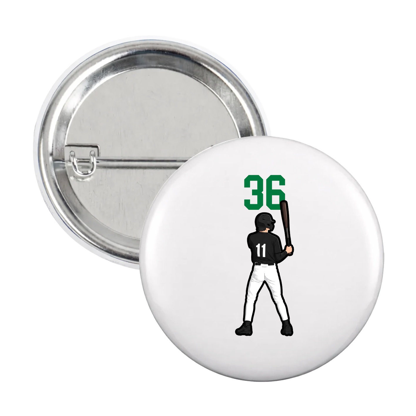 Game Day Button — Number Top in White