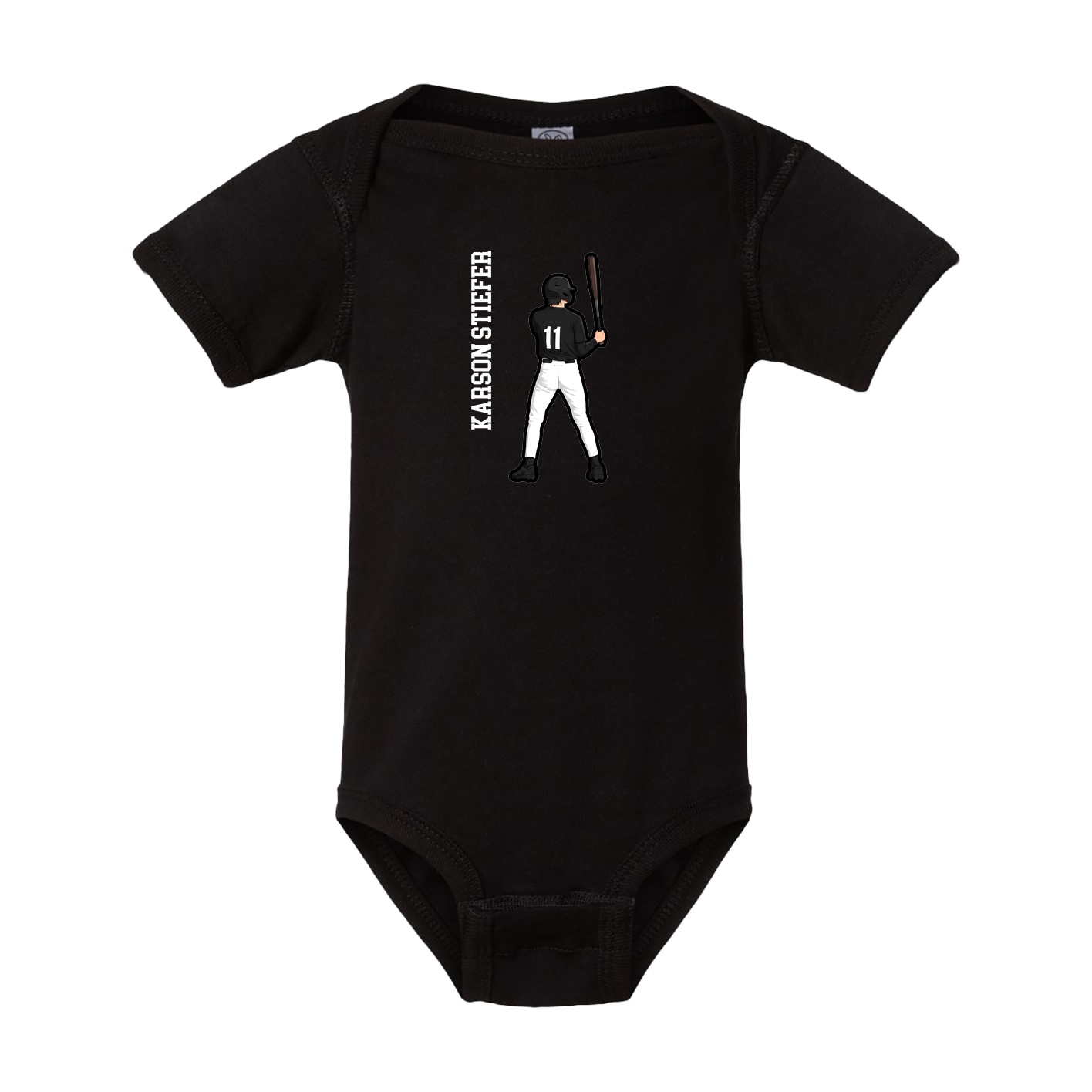 Baby Onesie — Name Vertical in Black