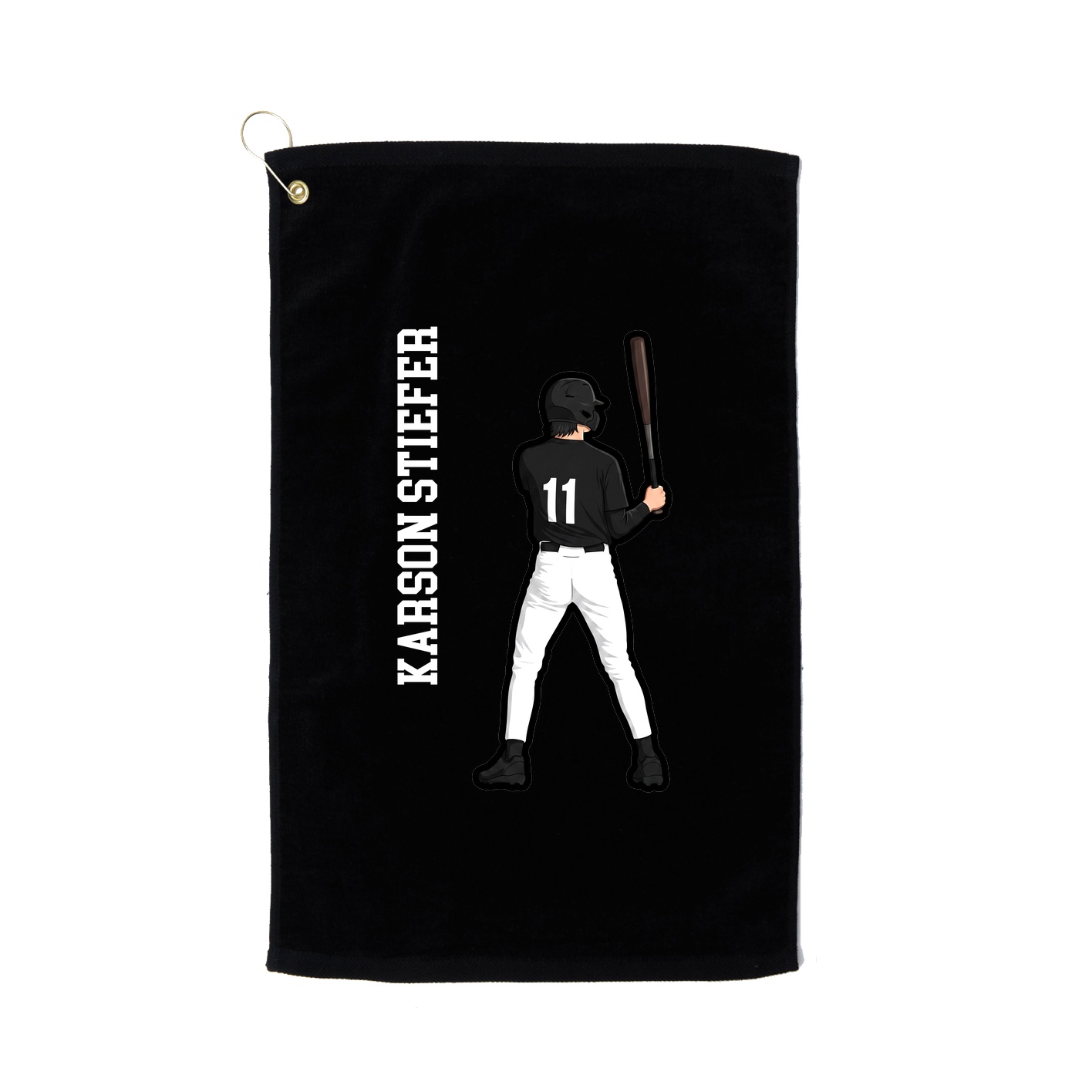 Golf Towel — Name Vertical in Black