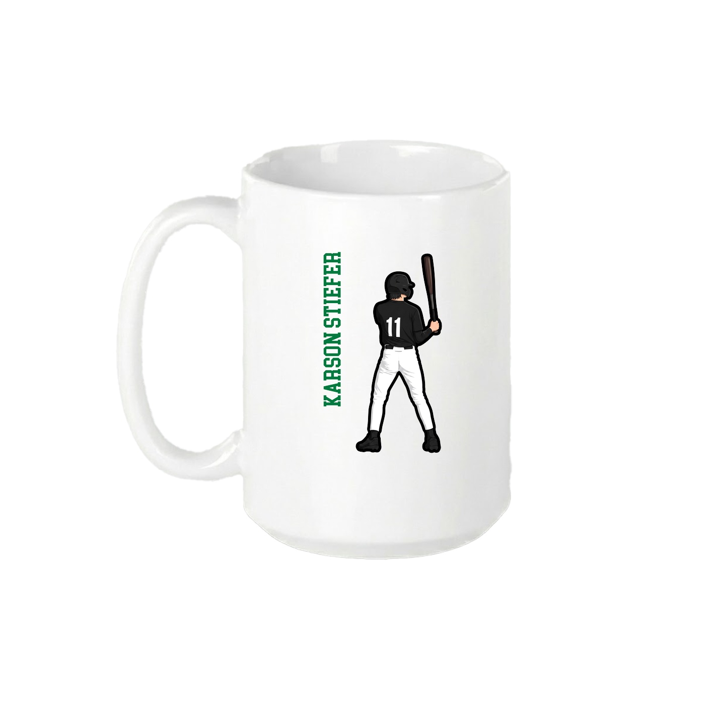 15oz Coffee Mug — Name Vertical in White
