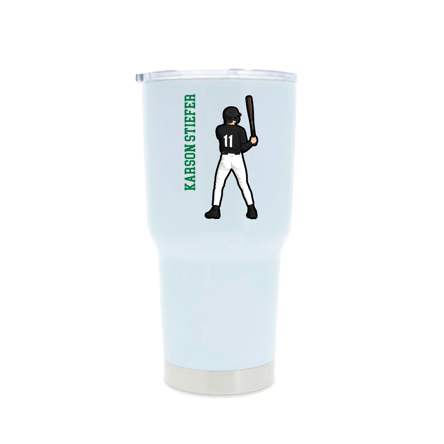 30oz Stainless Steel Tumbler — Name Vertical in White