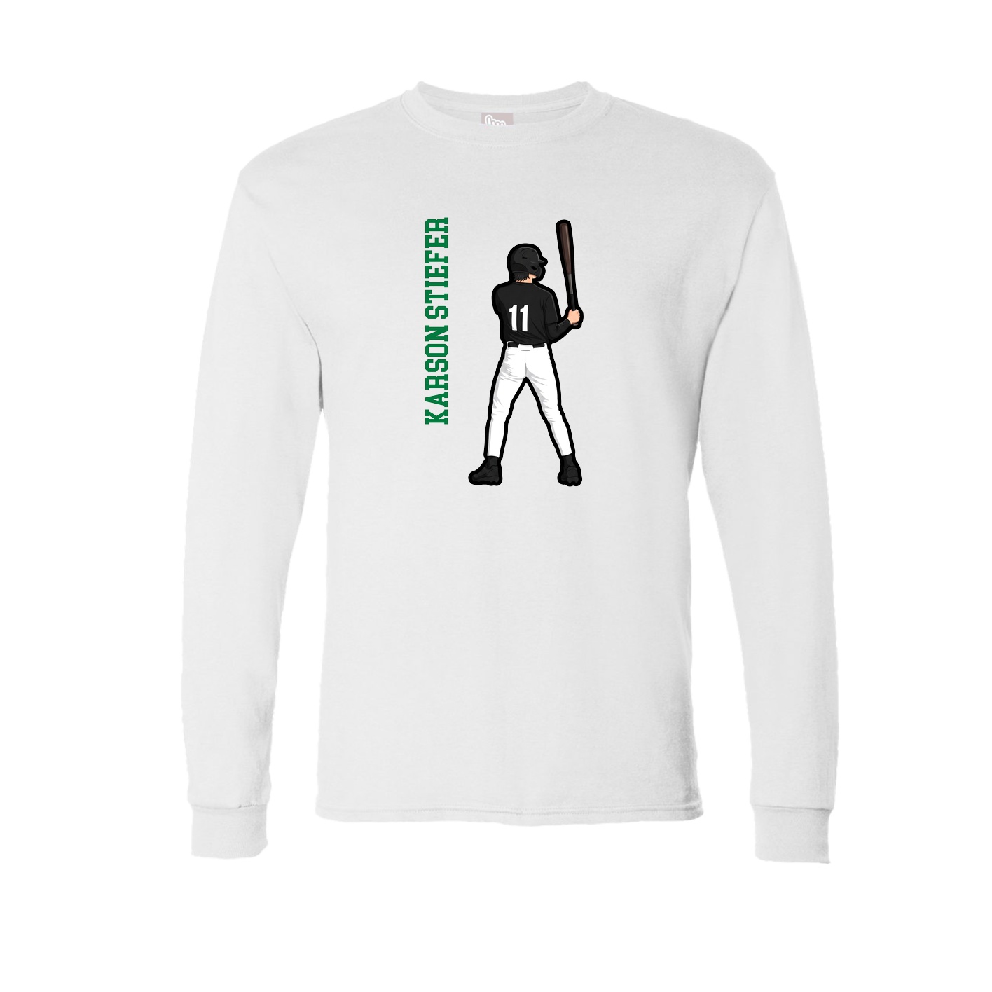 Long Sleeve Tee — Name Vertical in White