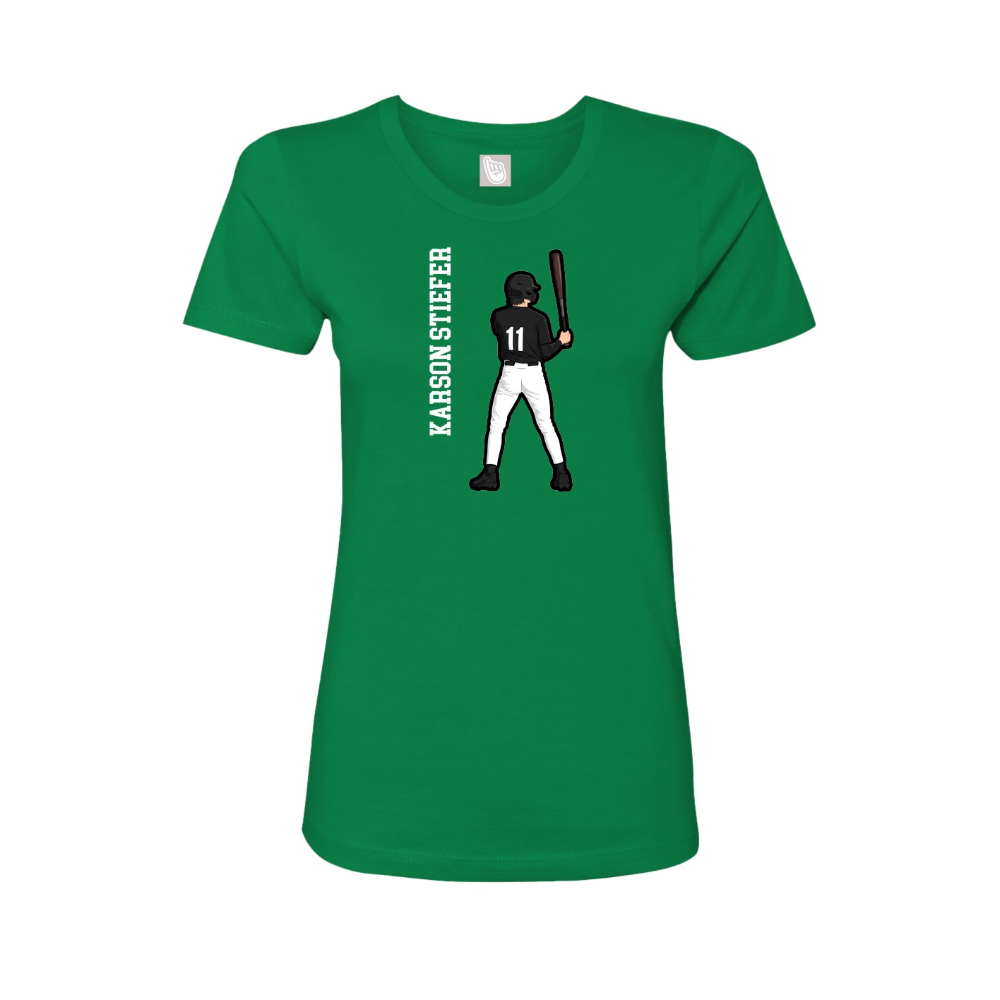 Fitted Women's Tee — Name Vertical in Green