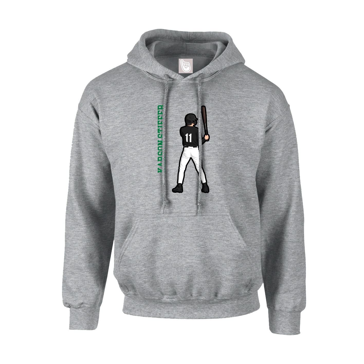 Hoodie — Name Vertical in Grey