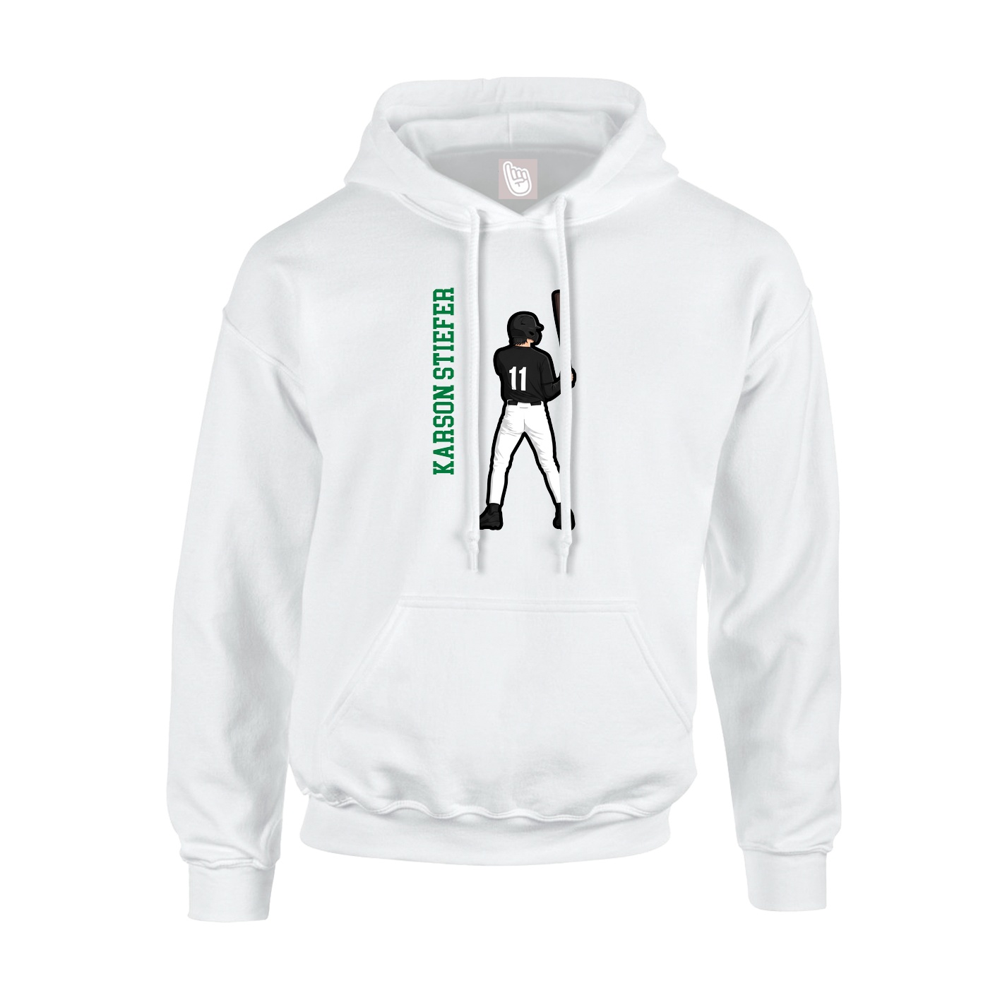 Youth Hoodie — Name Vertical in White