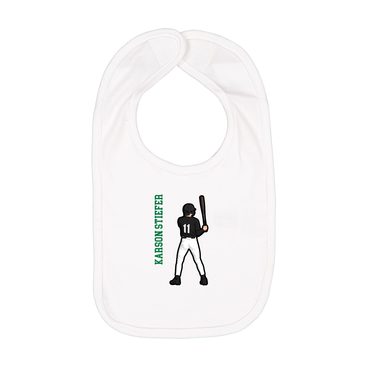 Infant Bib — Name Vertical in White
