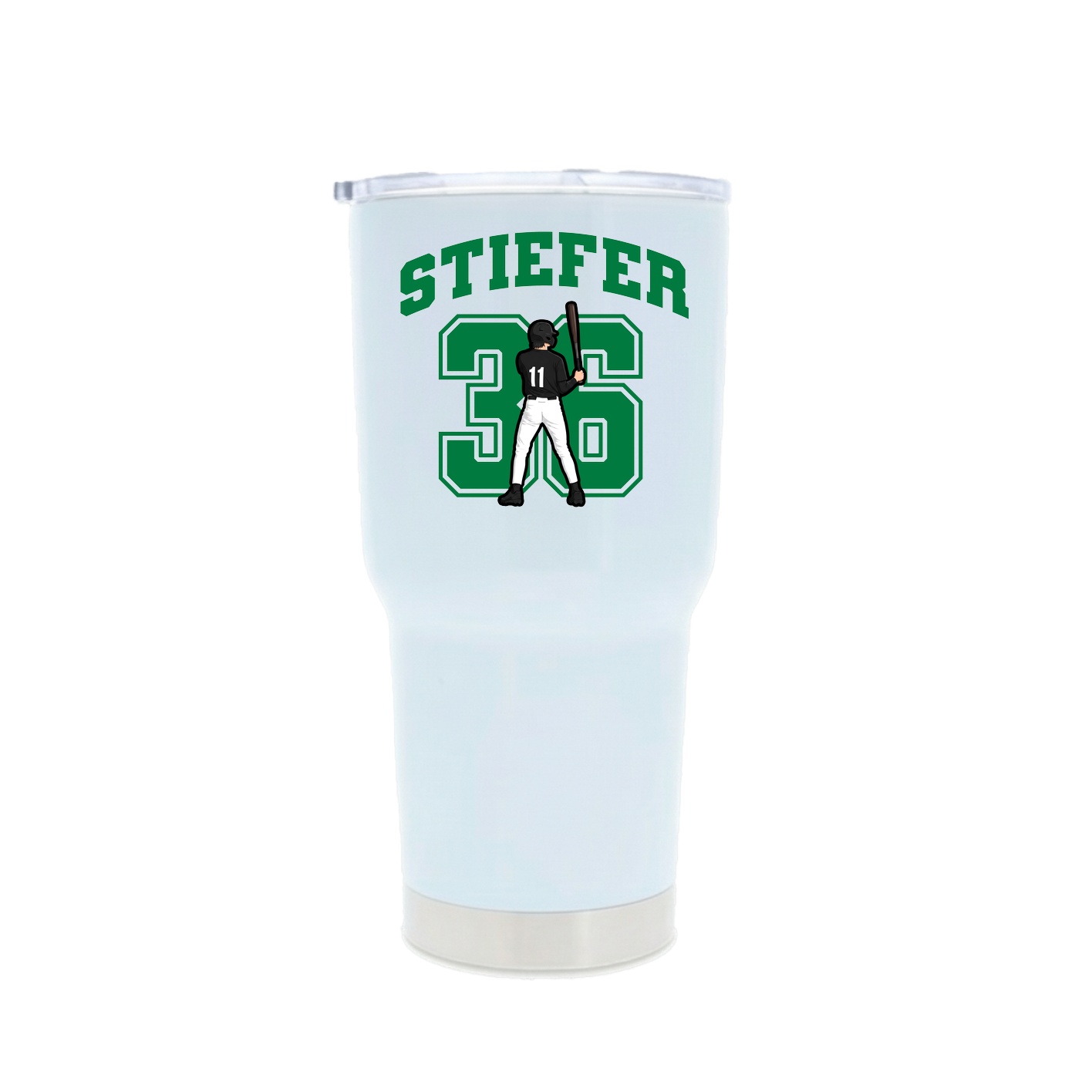 30oz Stainless Steel Tumbler — Number in White