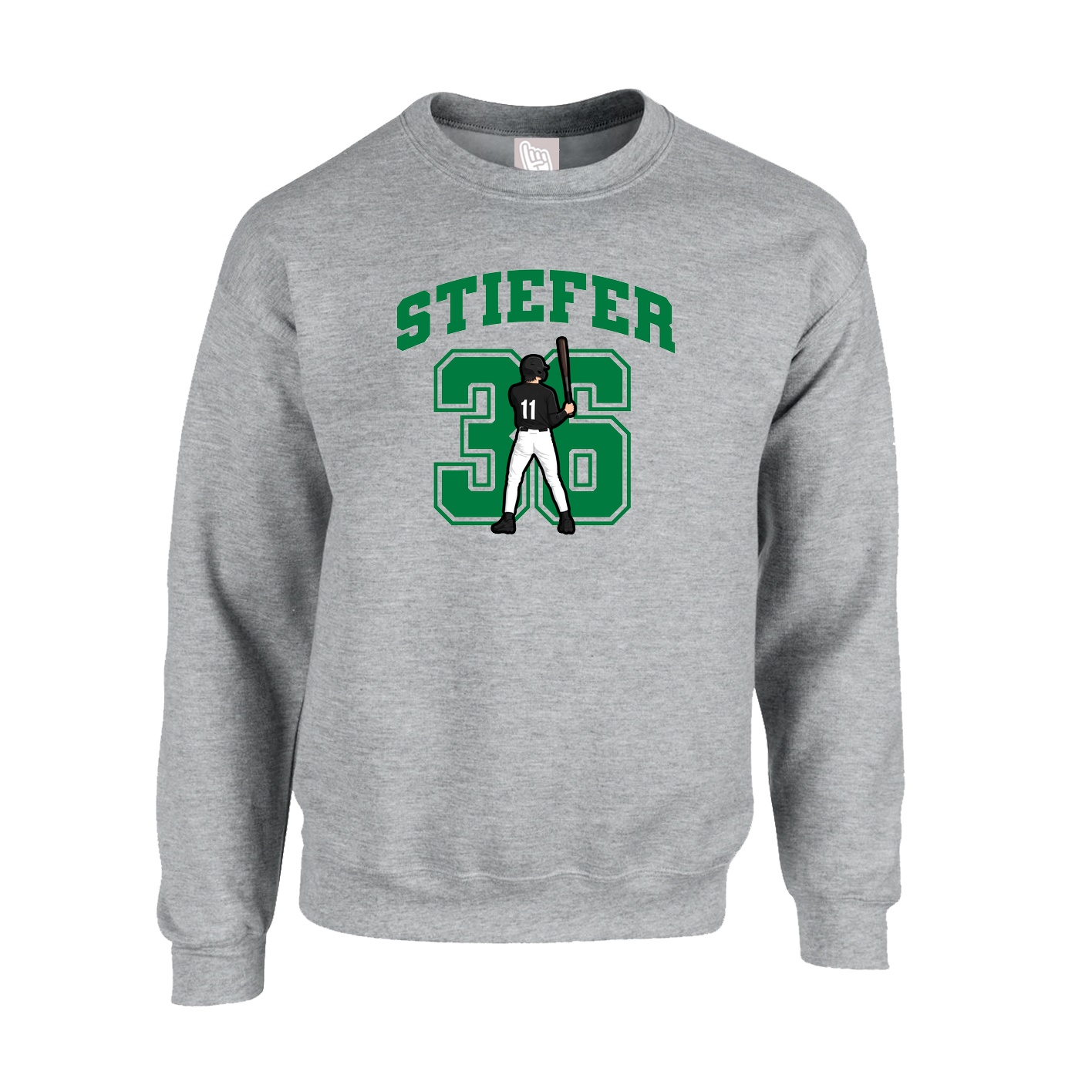 Fleece Crew — Number in Grey