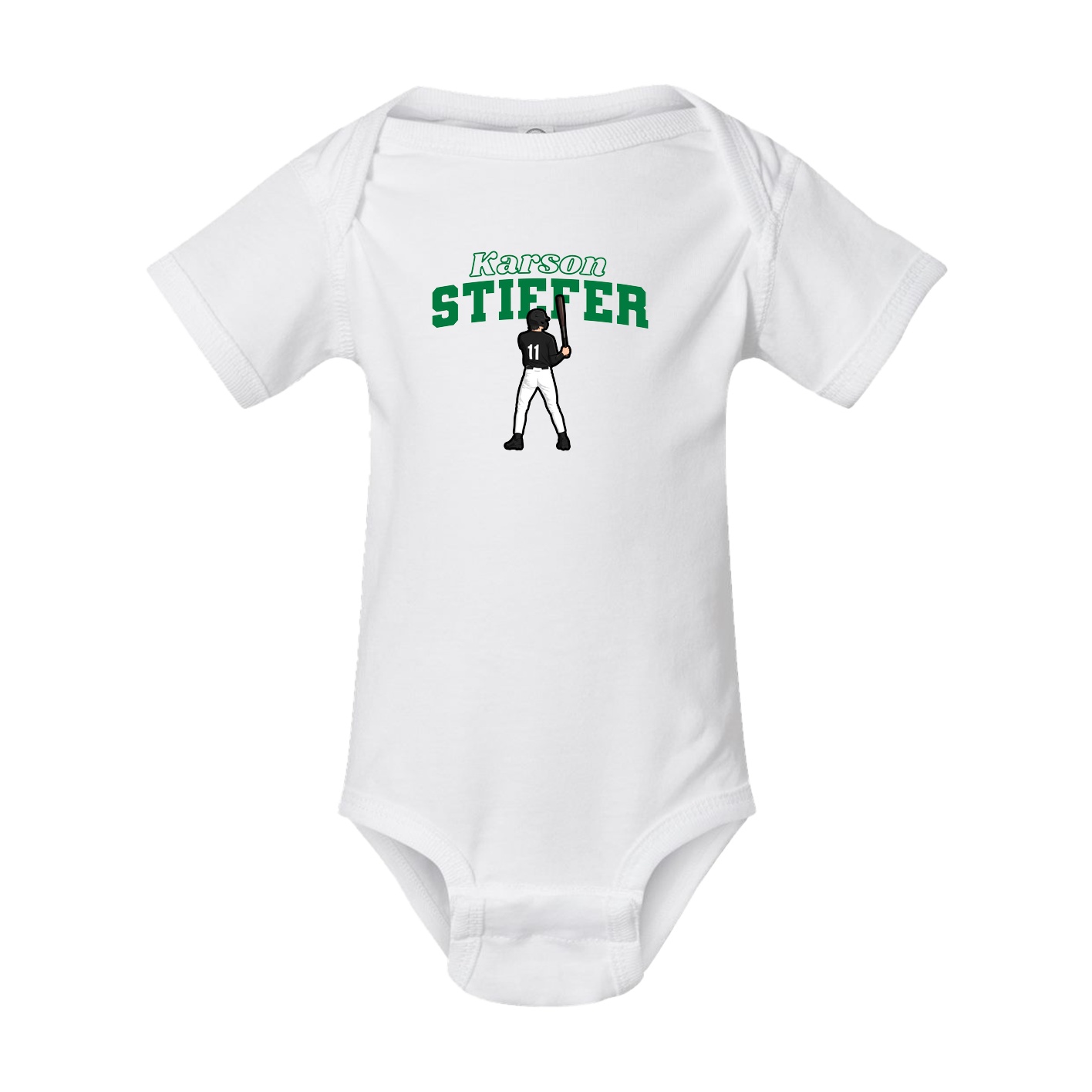 Baby Onesie — Name Arch in White