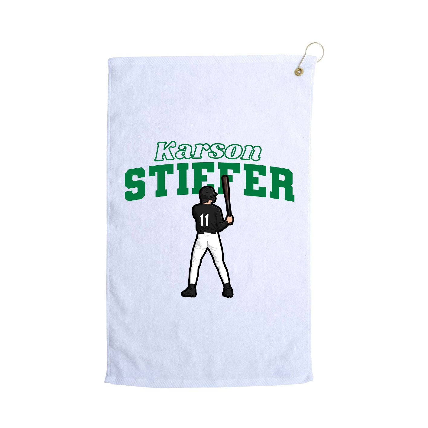 Golf Towel — Name Arch in White