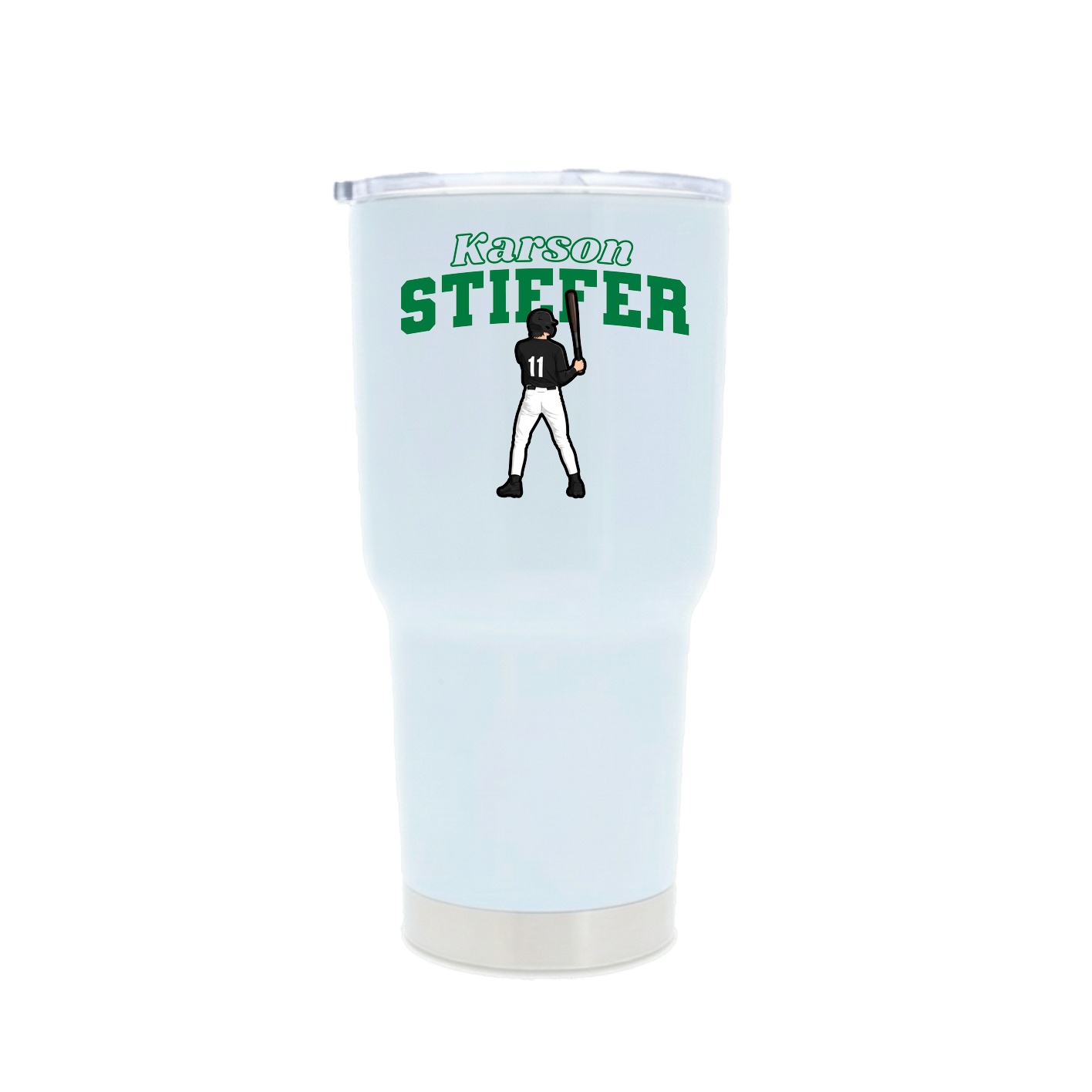 30oz Stainless Steel Tumbler — Name Arch in White