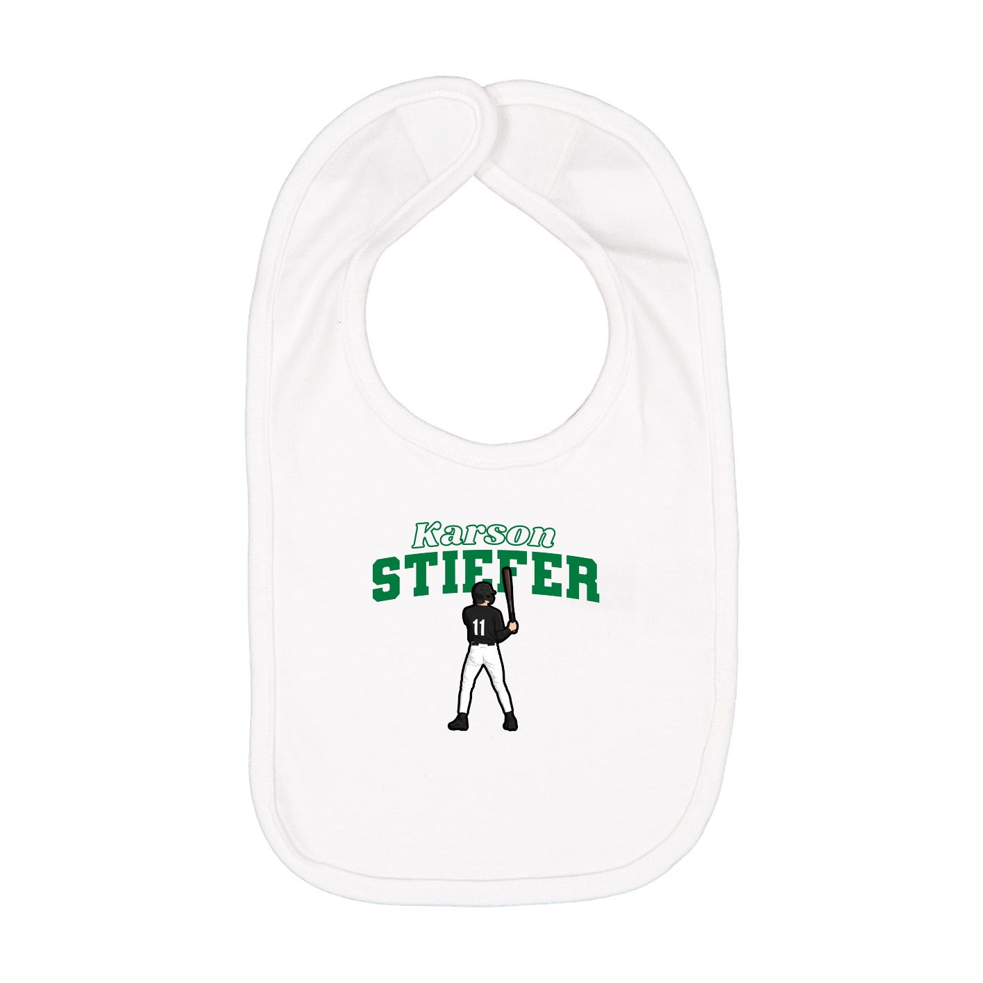 Infant Bib — Name Arch in White