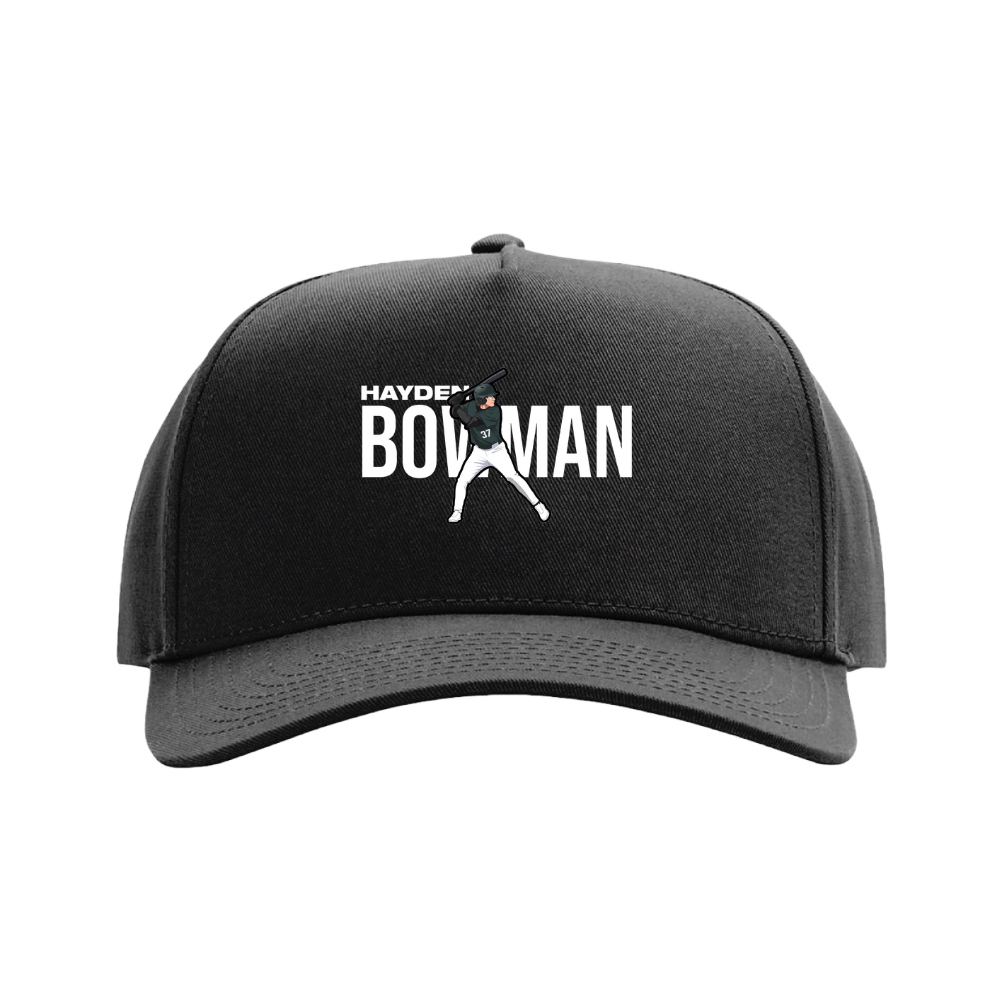 Full Fabric Five-Panel Champ Cap — Player Name in Black