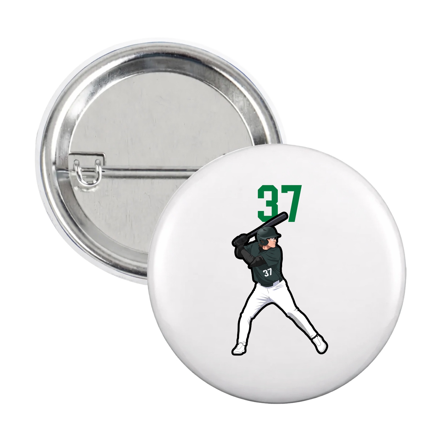 Game Day Button — Number Top in White