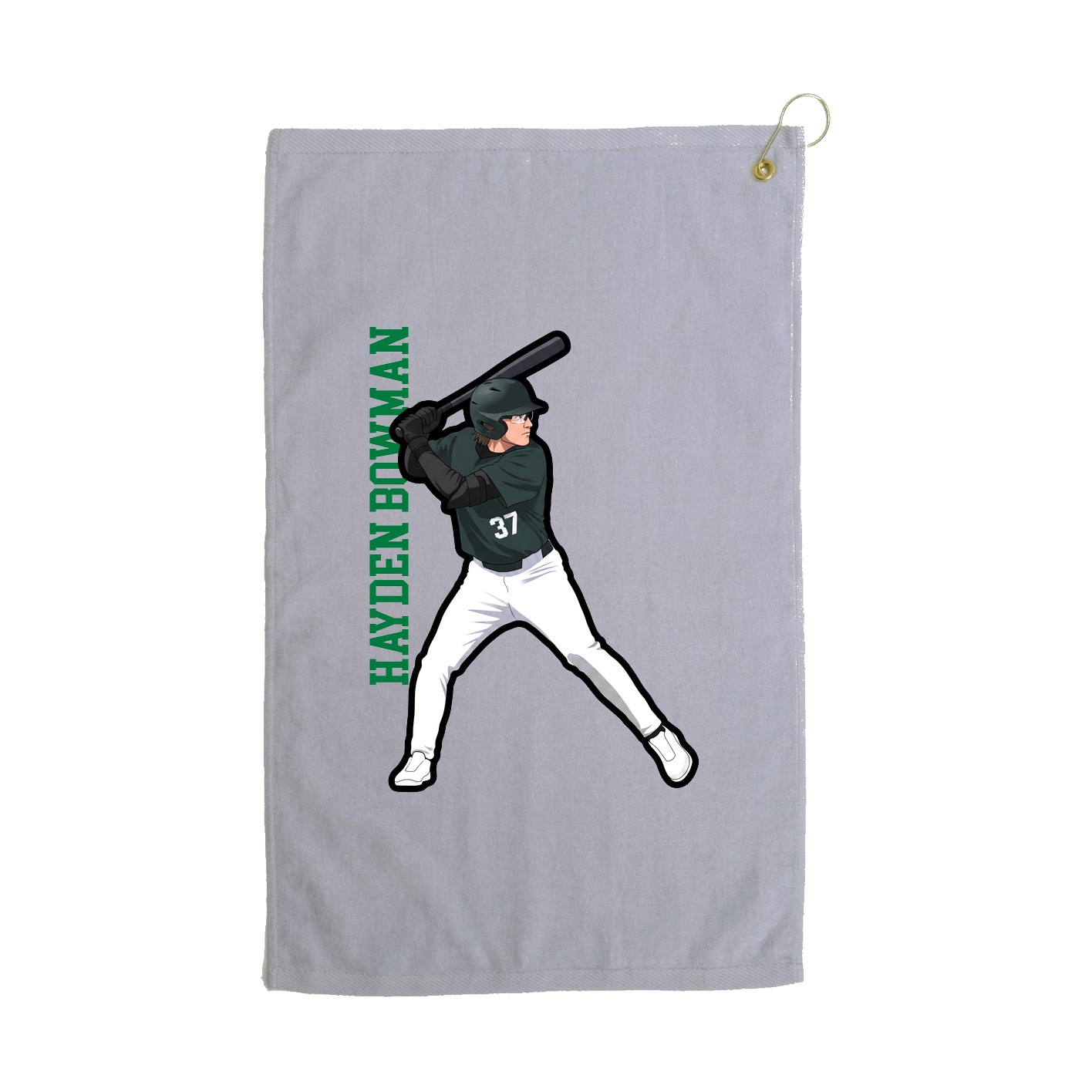 Golf Towel — Name Vertical in Grey