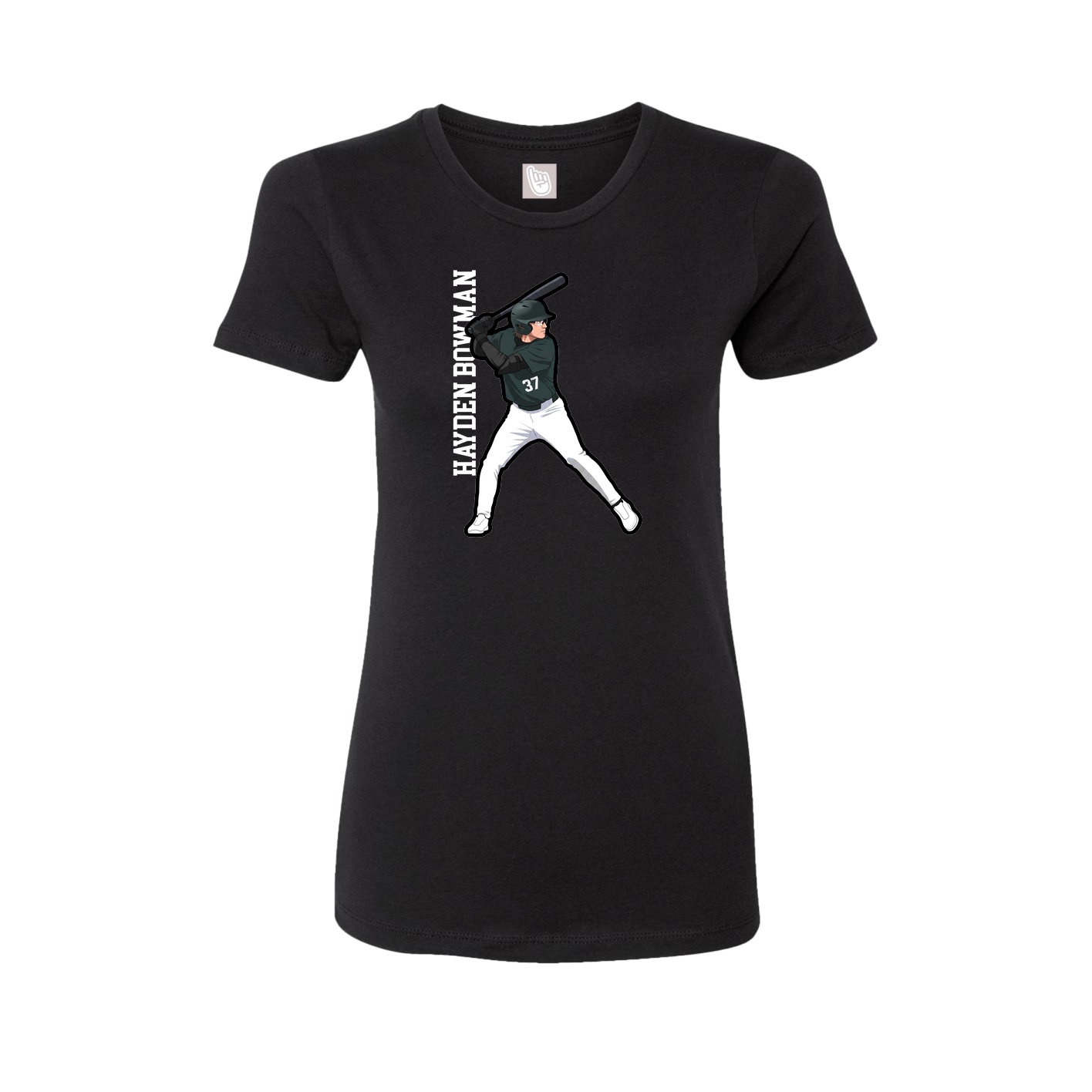Fitted Women's Tee — Name Vertical in Black