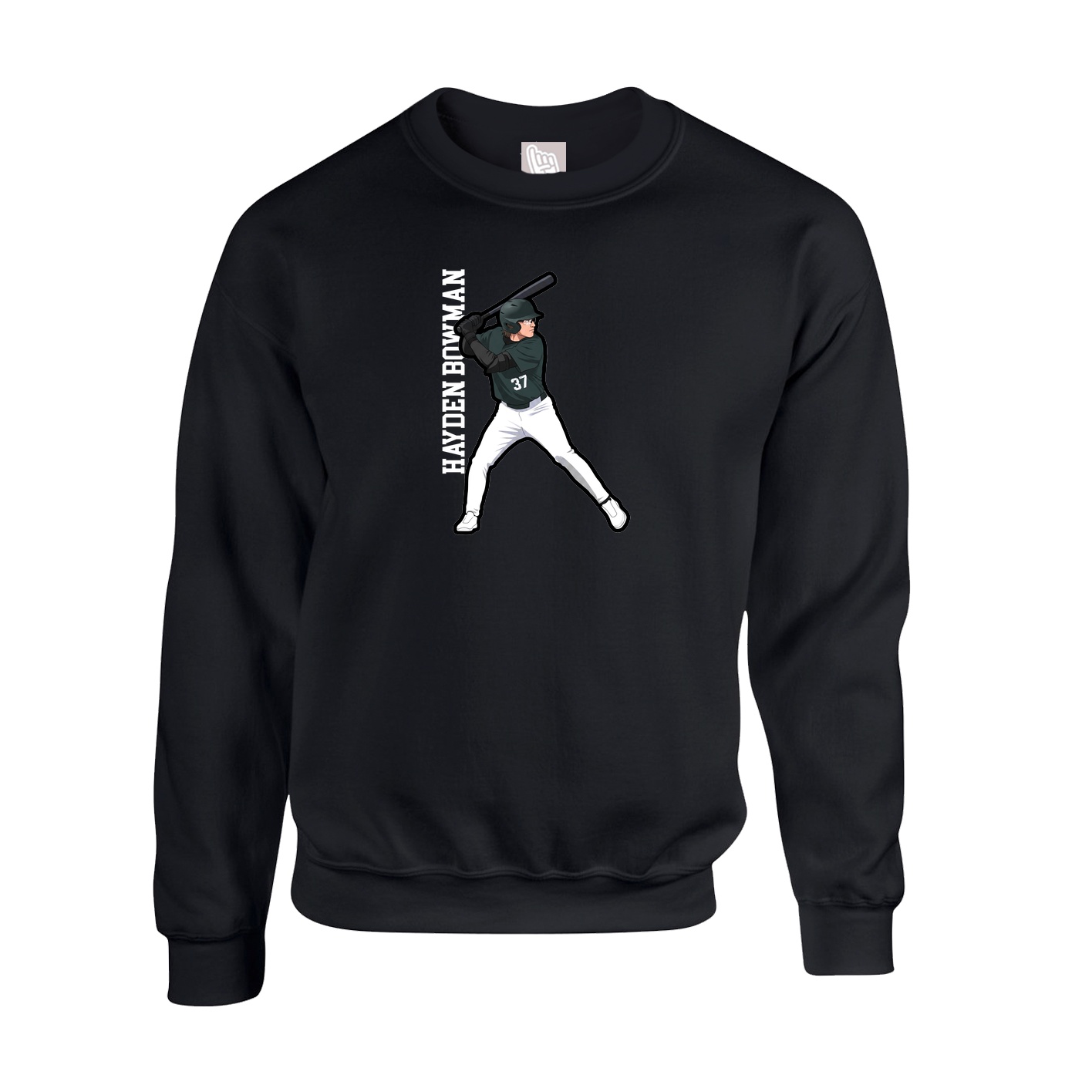 Fleece Crew — Name Vertical in Black