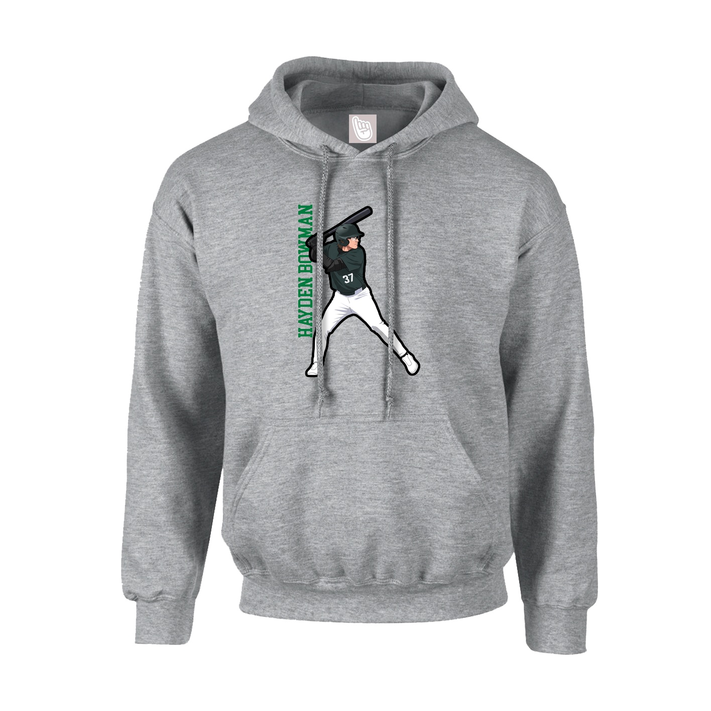 Youth Hoodie — Name Vertical in Grey