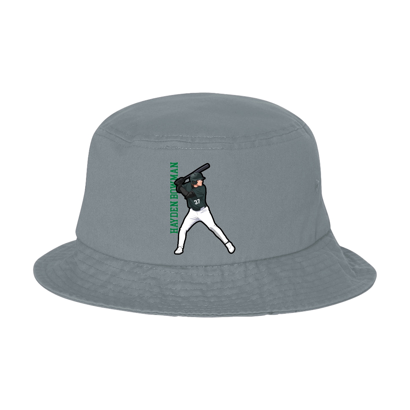 Bucket Cap — Name Vertical in Grey