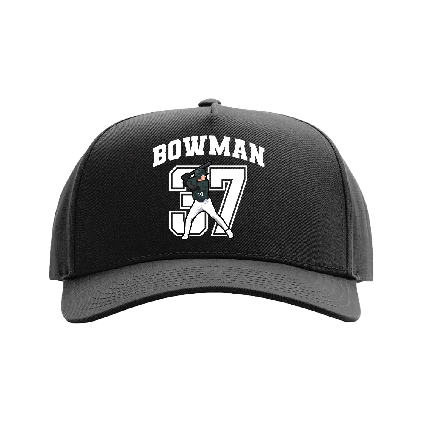 Full Fabric Five-Panel Champ Cap — Number in Black