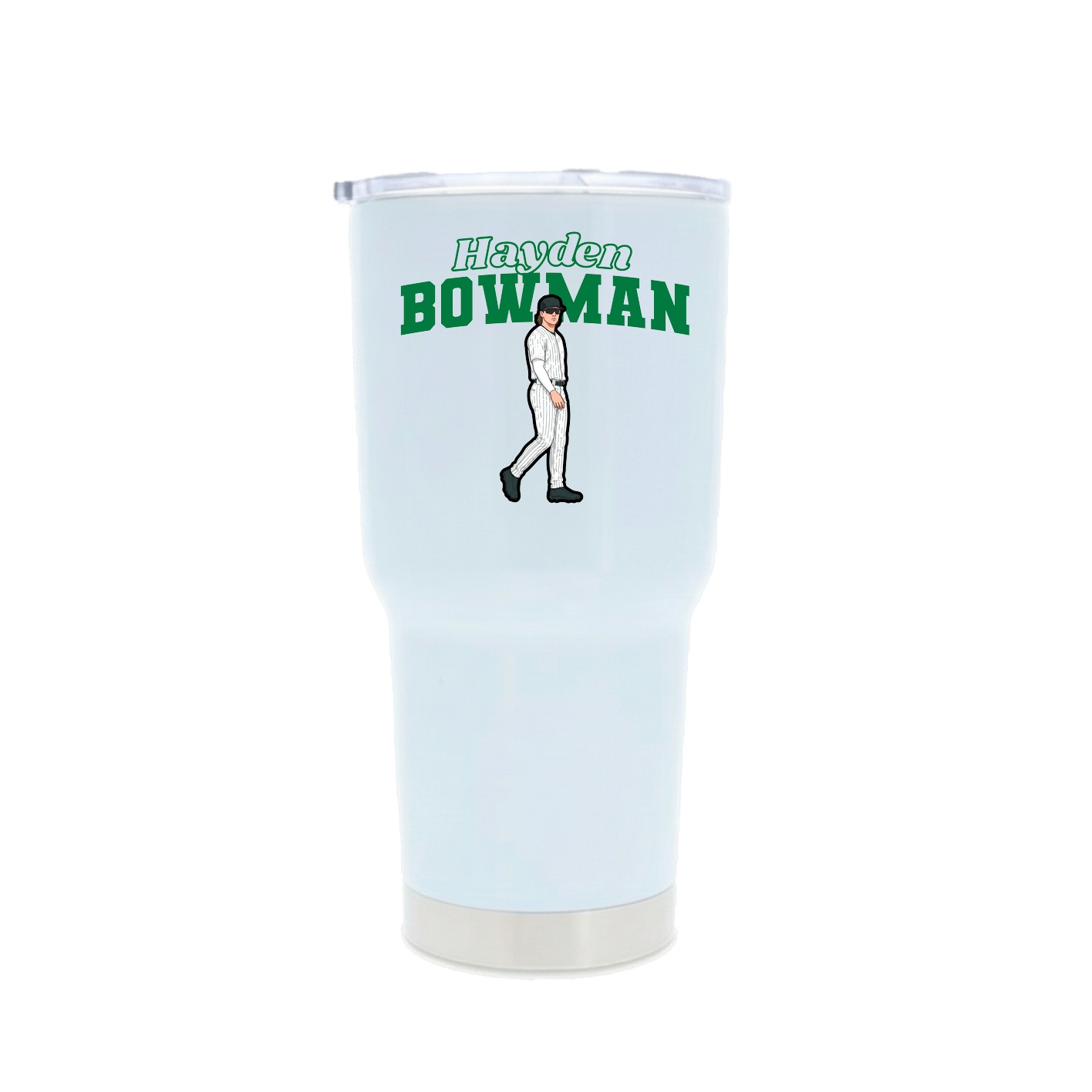 30oz Stainless Steel Tumbler — Name Arch in White
