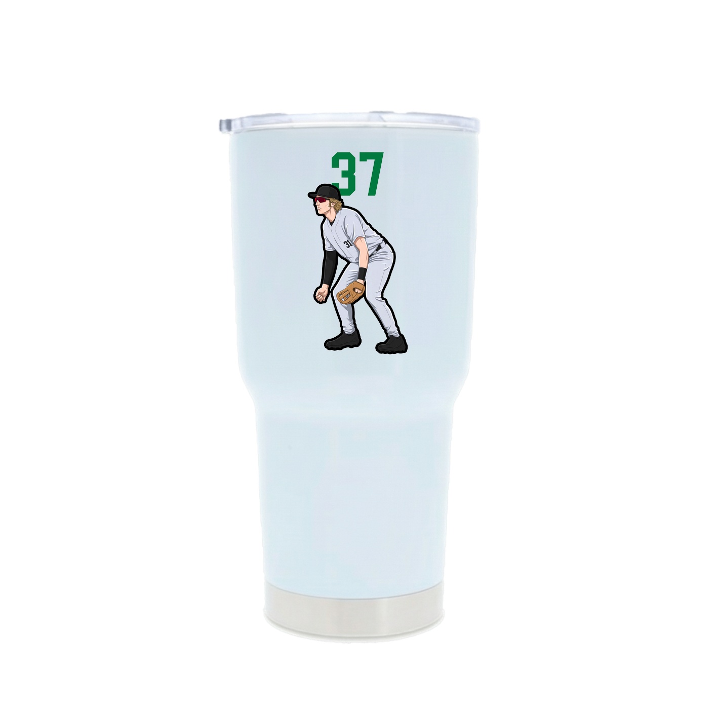 30oz Stainless Steel Tumbler — Number Top in White