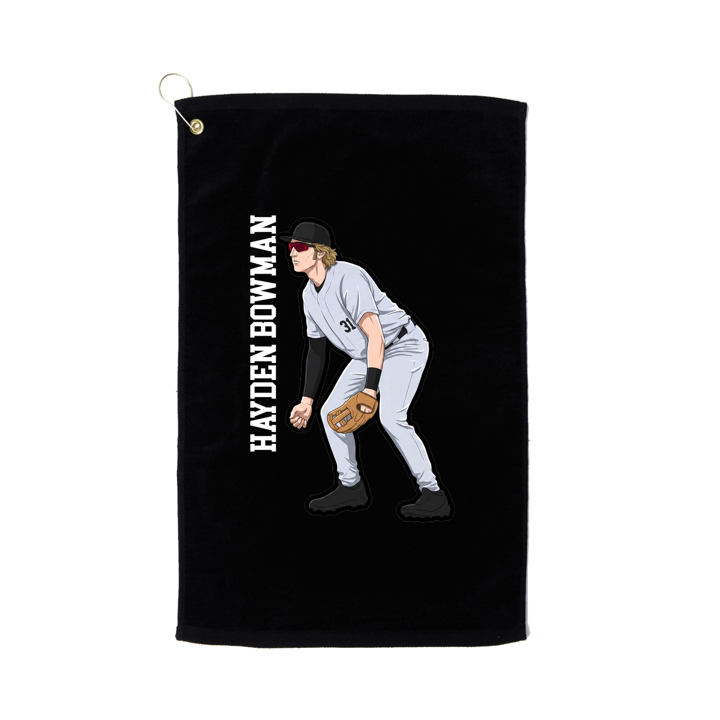 Golf Towel — Name Vertical in Black