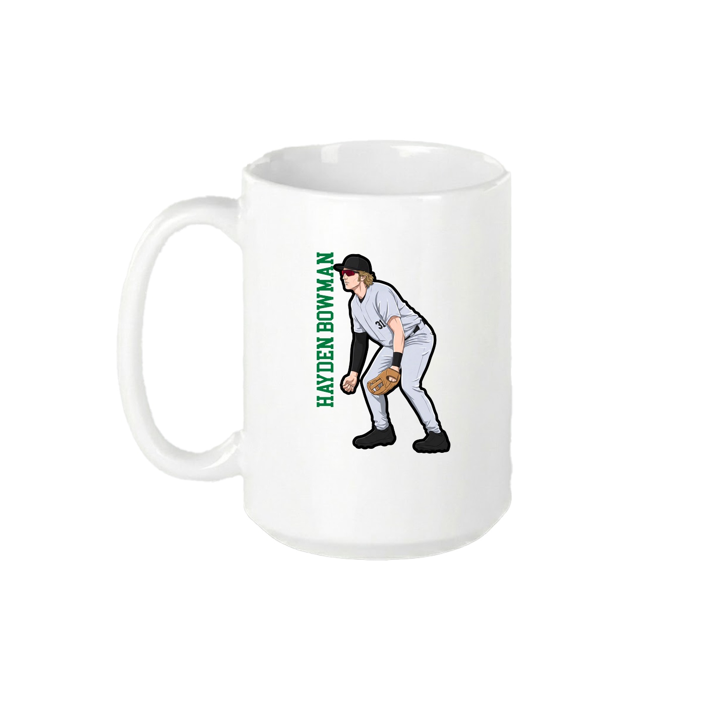 15oz Coffee Mug — Name Vertical in White