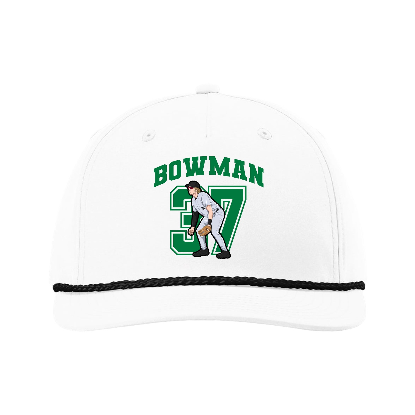 Five-Panel Classic Rope Cap — Number in White
