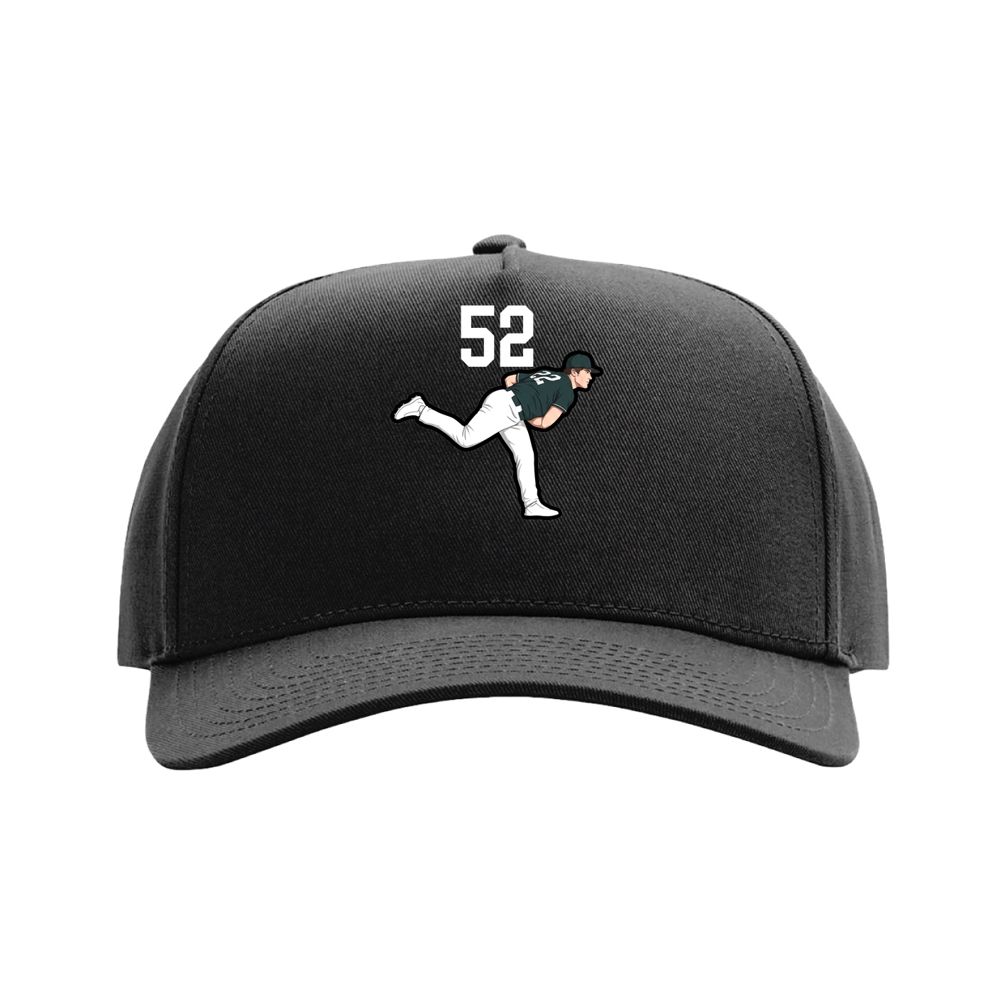 Full Fabric Five-Panel Champ Cap — Number Top in Black