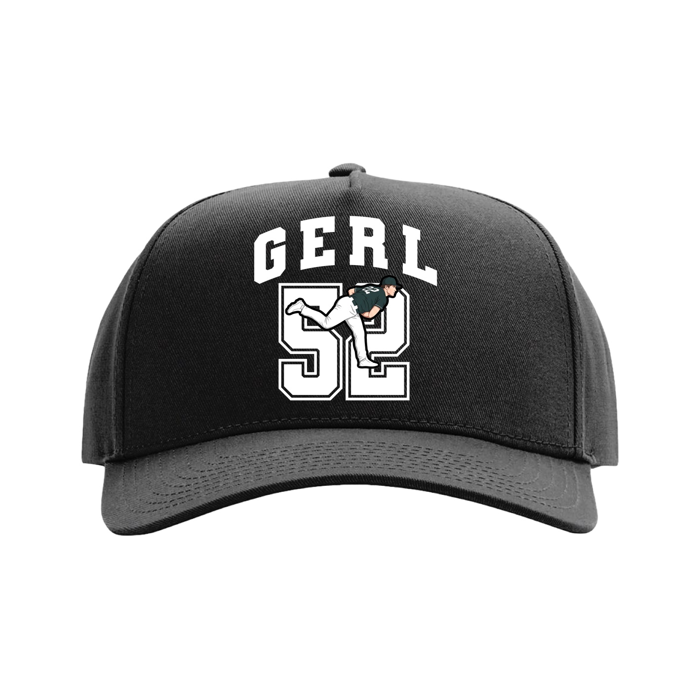 Full Fabric Five-Panel Champ Cap — Number in Black