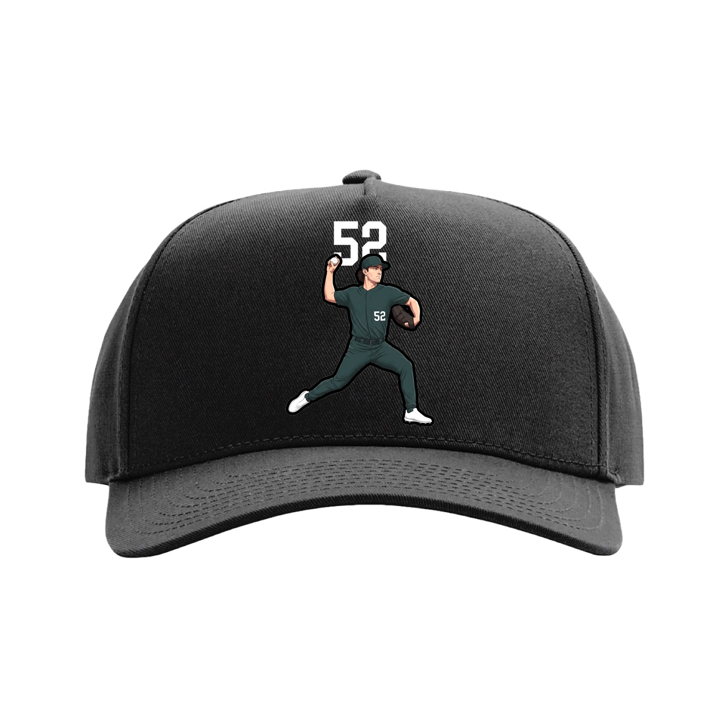 Full Fabric Five-Panel Champ Cap — Number Top in Black