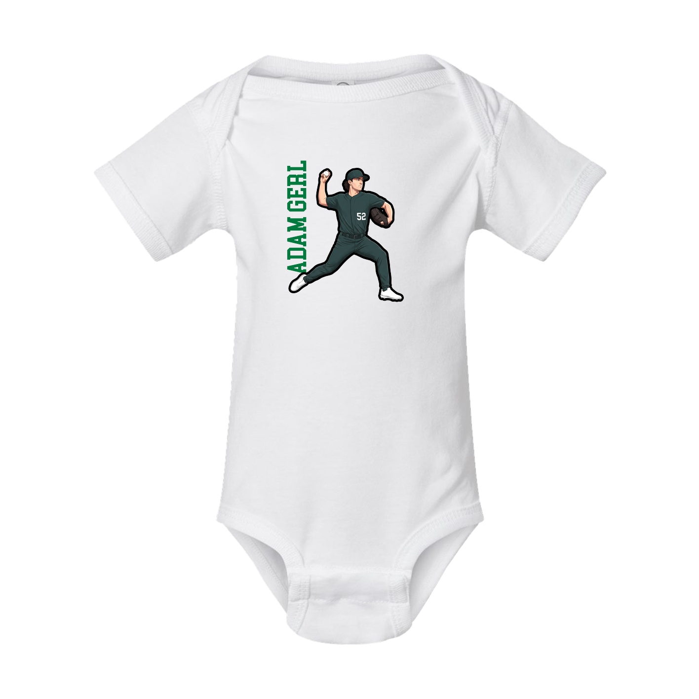 Baby Onesie — Name Vertical in White