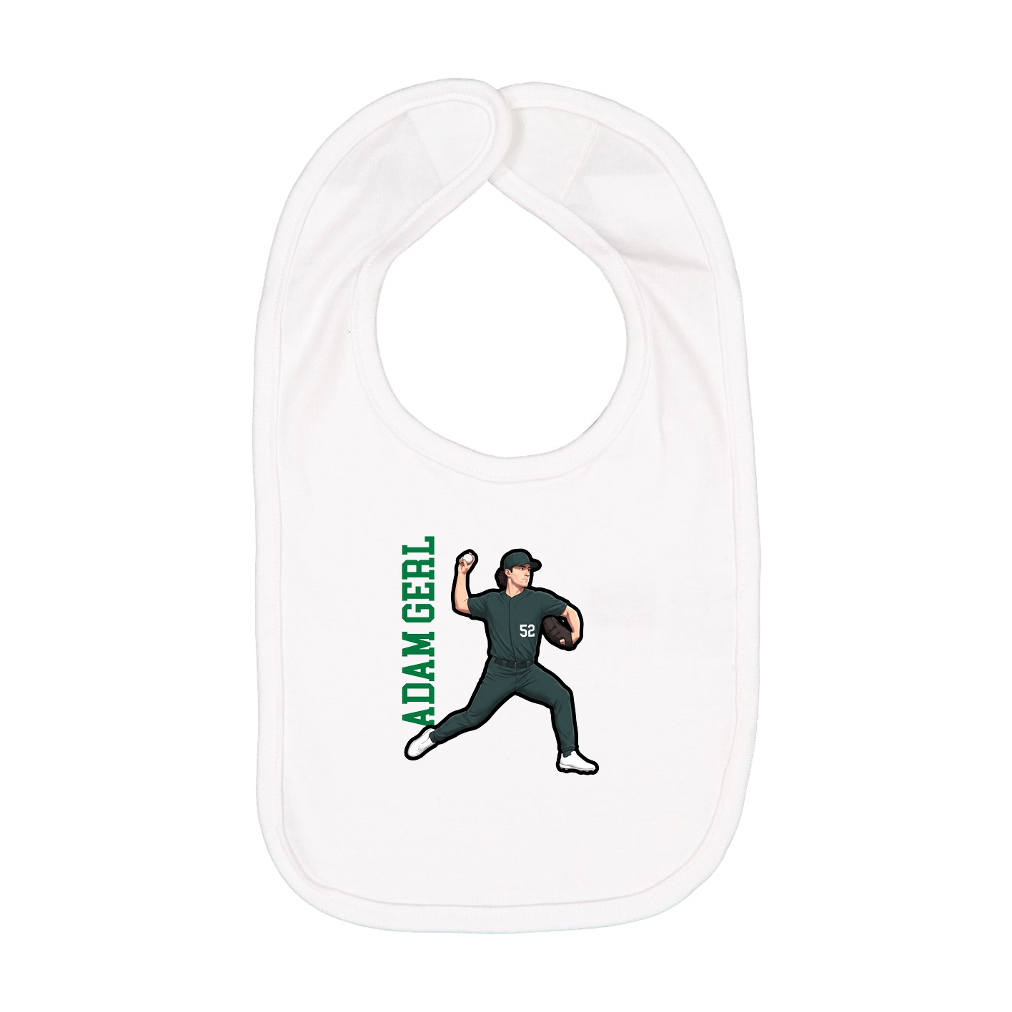 Infant Bib — Name Vertical in White