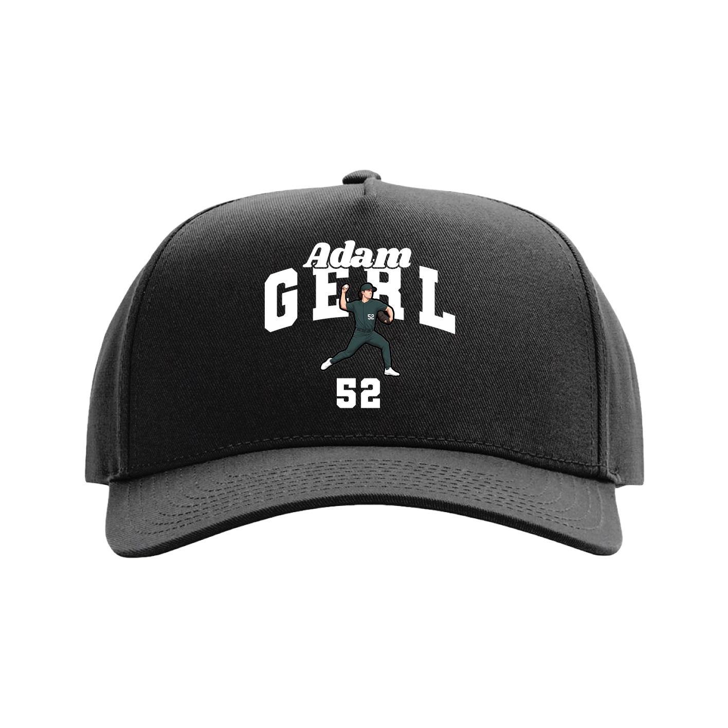 Full Fabric Five-Panel Champ Cap — Signature Arch in Black