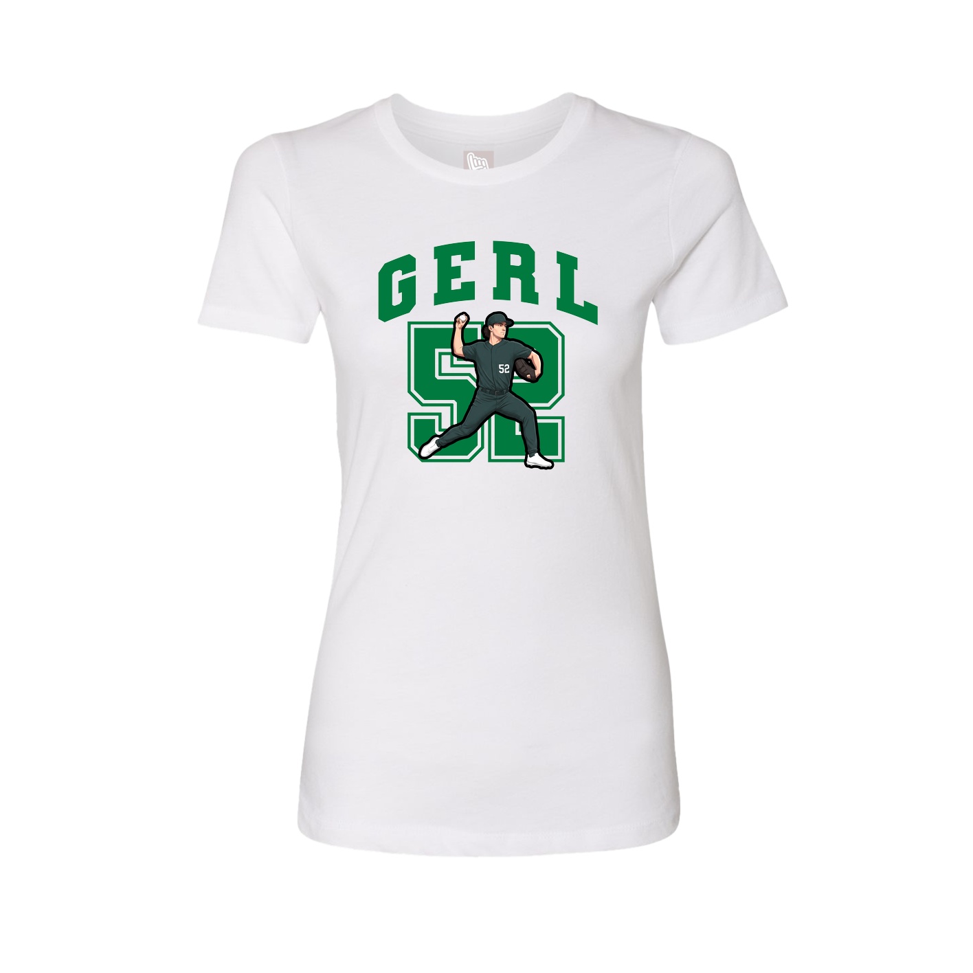 Fitted Women's Tee — Number in White