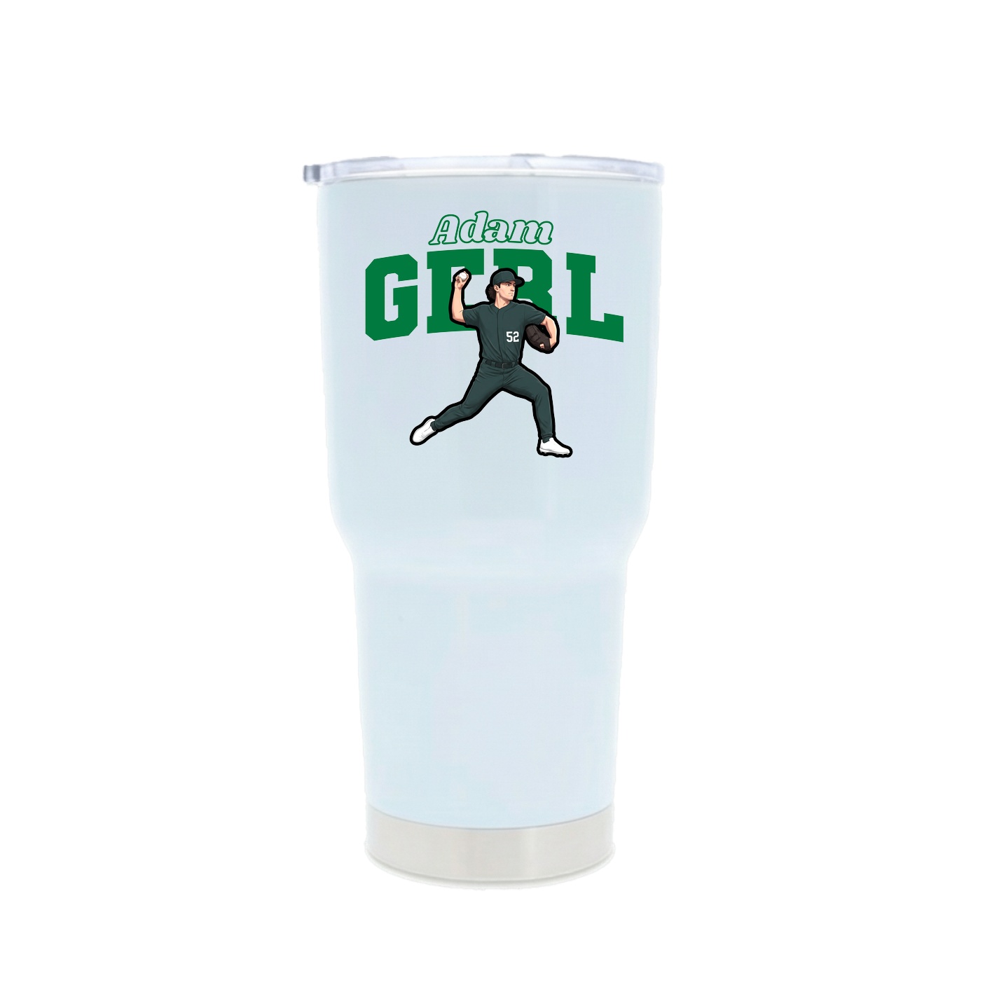 30oz Stainless Steel Tumbler — Name Arch in White