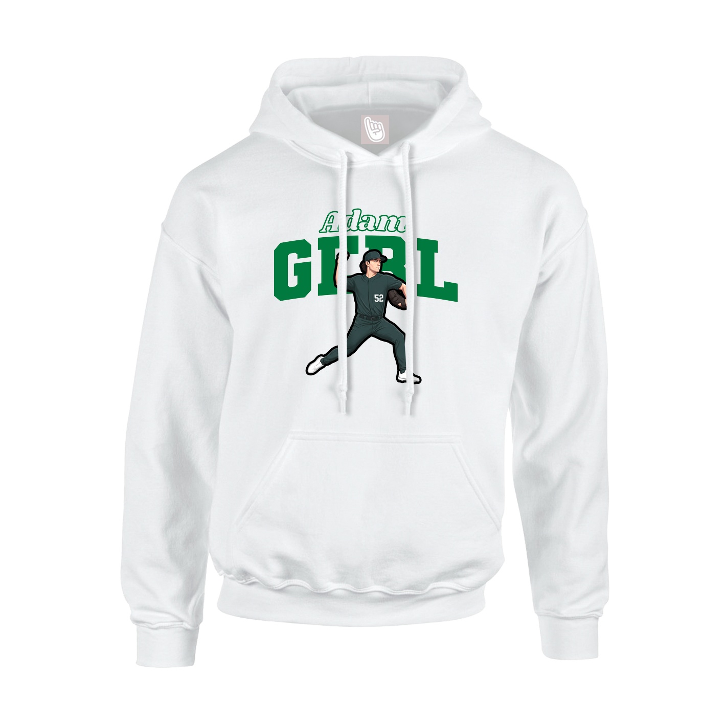 Youth Hoodie — Name Arch in White