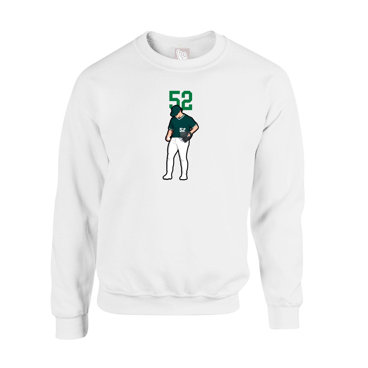 Fleece Crew — Number Top in White