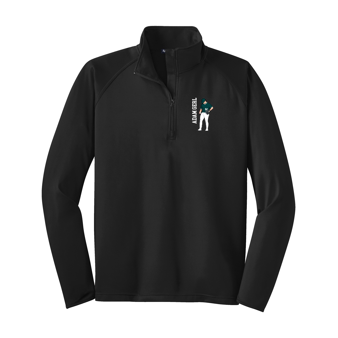 Q-Zip Pullover — Name Vertical in Black