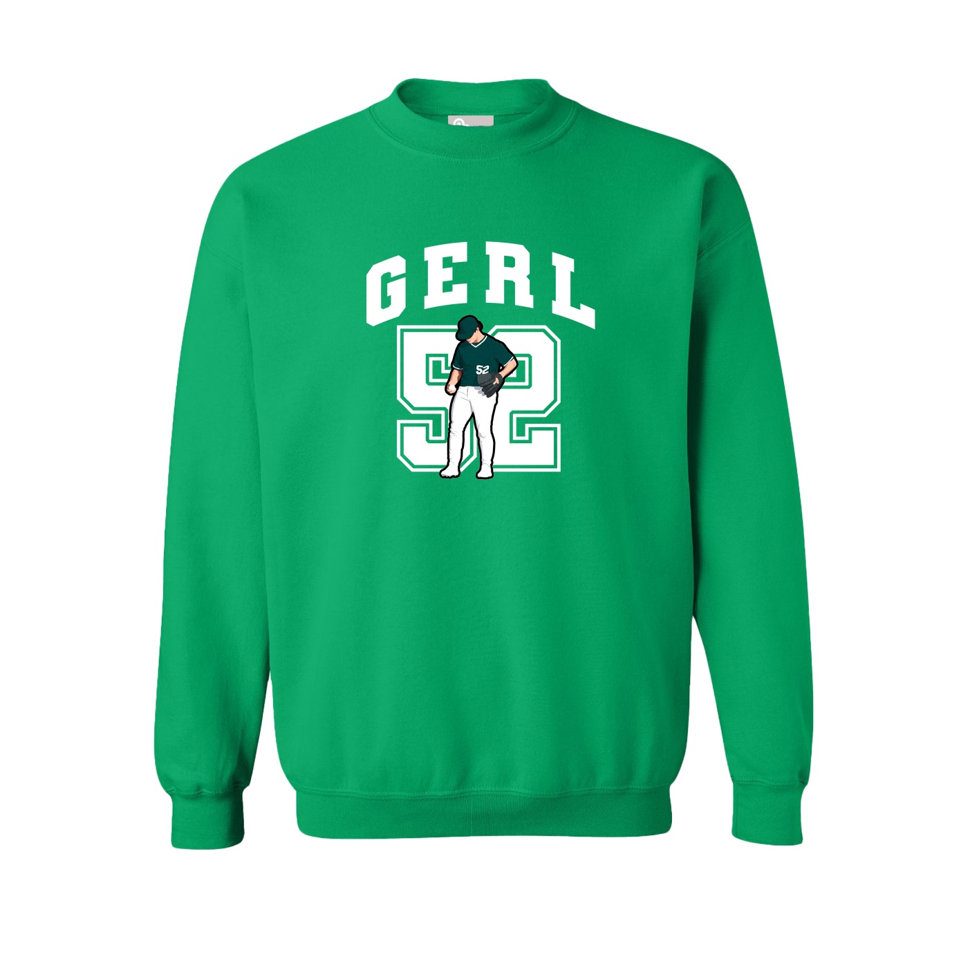 Fleece Crew — Number in Green