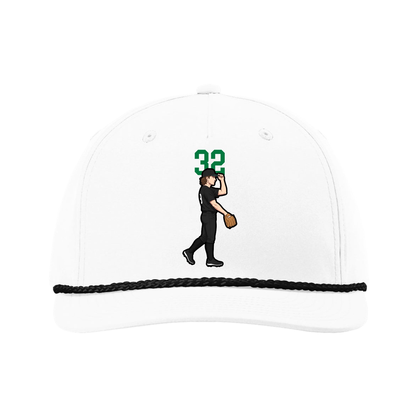 Five-Panel Classic Rope Cap — Number Top in White