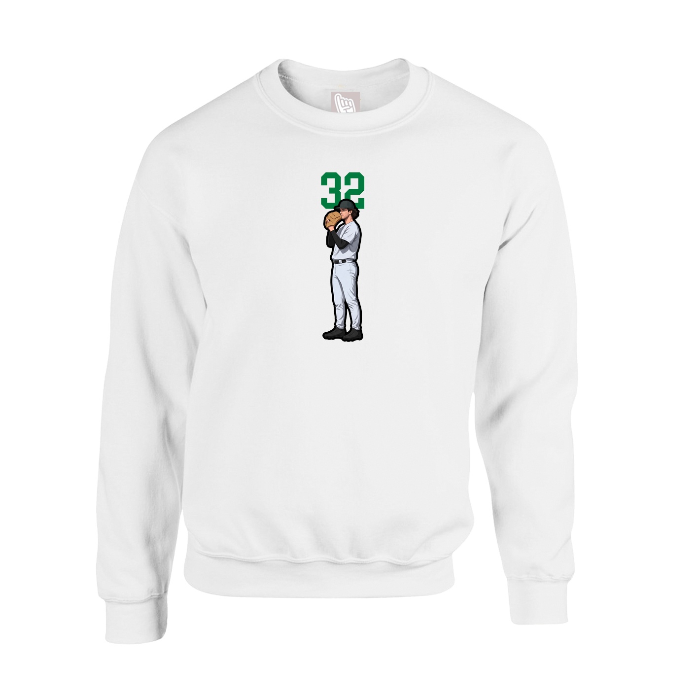Fleece Crew — Number Top in White