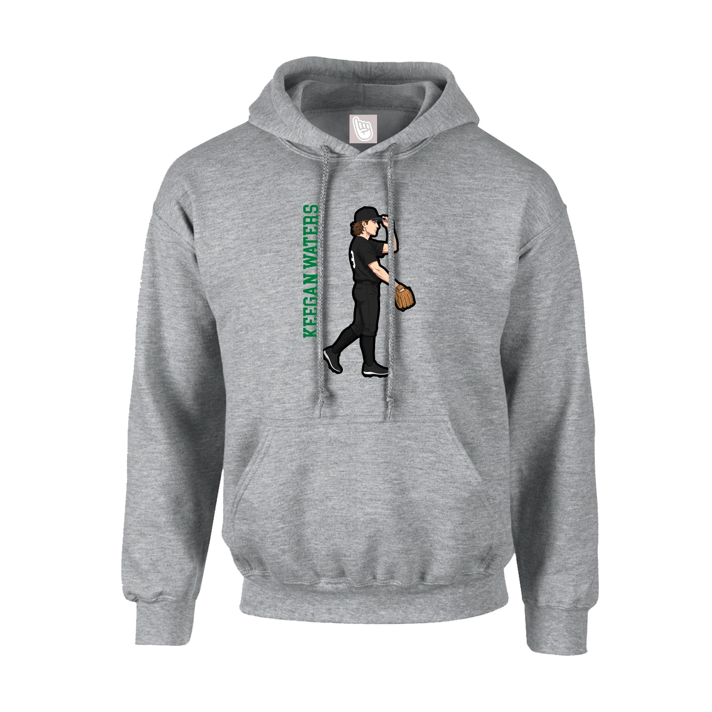 Youth Hoodie — Name Vertical in Grey