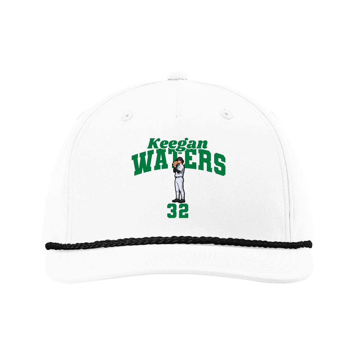 Five-Panel Classic Rope Cap — Signature Arch in White
