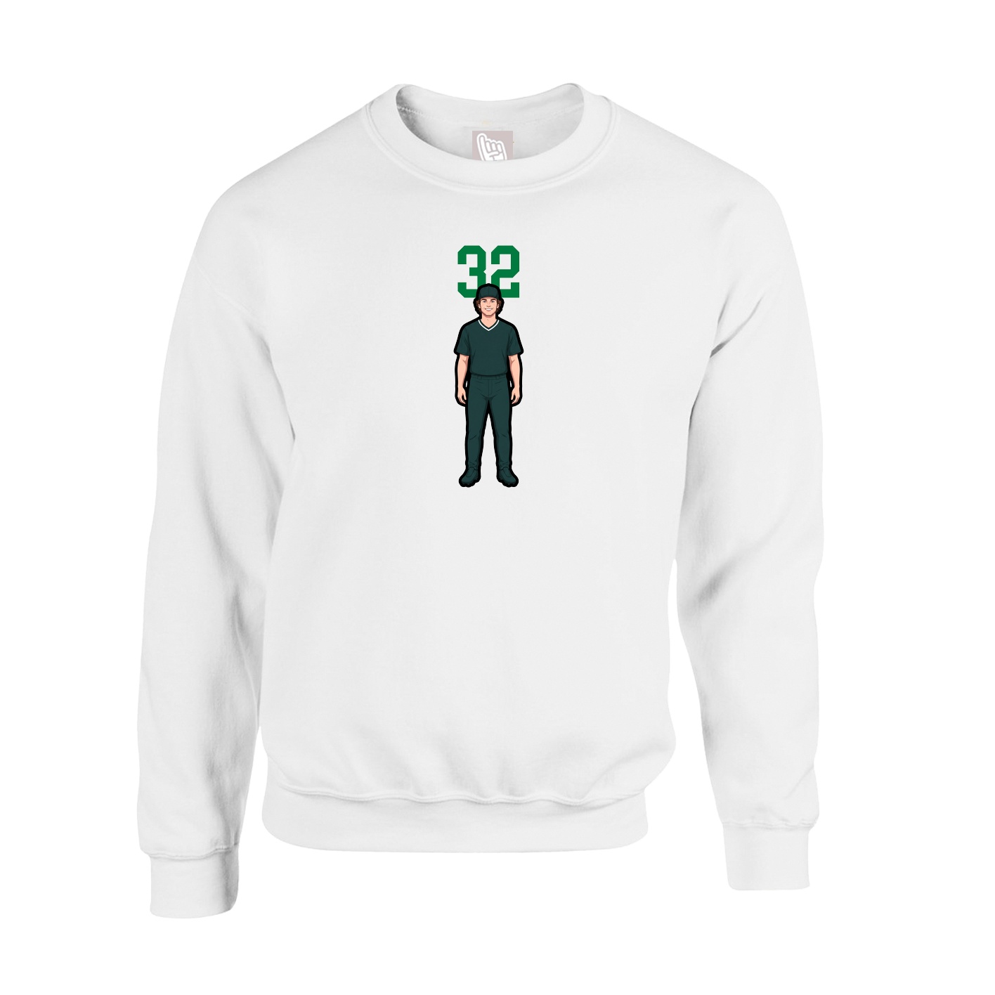Fleece Crew — Number Top in White